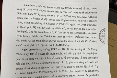 Trường THPT An Hải gửi thư cảm ơn Phòng Cảnh sát QLHC về TTXH